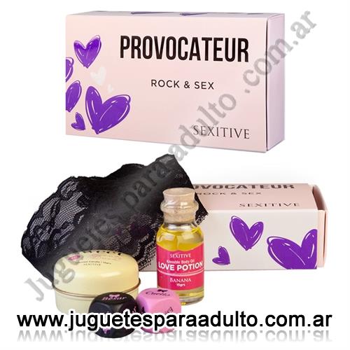 Accesorios, Juegos eroticos, Kit provocateur rock & sex Pluma + Antifaz + Aceite + Gel